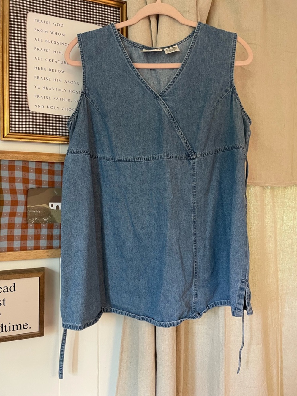 Maternity Sleeveless Denim Wrap-Style Tunic *Vintage*